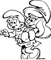 coloriage schtroumpfette et bebe  schtroumpf